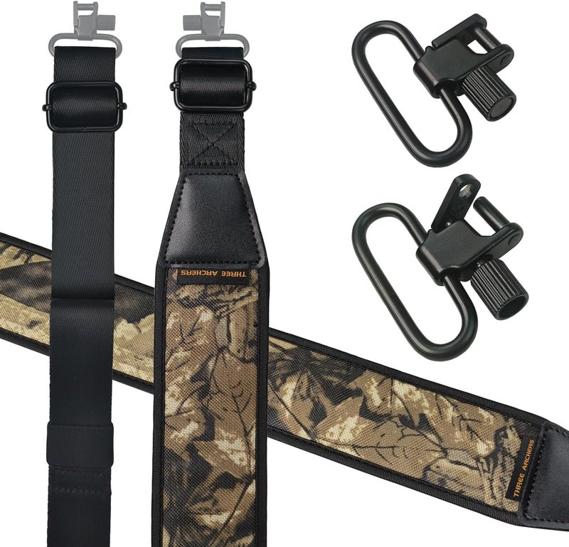 THREE ARCHERS Archery Bow Sling with Removable Swivels Comfortable Padded Shoulder Adjustable Strap Sling for Crossbow for Portable Outdoors-Shooting & Hunting(Length 28-52IN, Width 2.4IN) - Image 1
